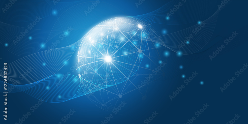 Poster abstract dark blue minimal style futuristic cloud computing, global network structure and telecommun
