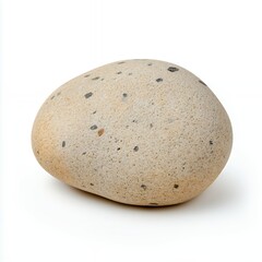 Fototapeta premium Close-up of a Smooth, Speckled Beige River Rock Isolated on White