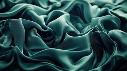 Fototapeta premium Luxurious Deep Emerald Green Fabric with Soft Swirling Patterns for Background Design