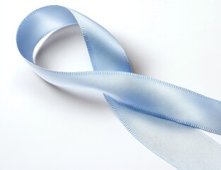 Light blue awareness ribbon on white background.