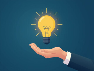 A Hand Holds A Virtual Lightbulb Over A Dark Blue Background Symbolizing Innovative Ideas, Creativity, And Inspirational Thinking Concepts. 00002
