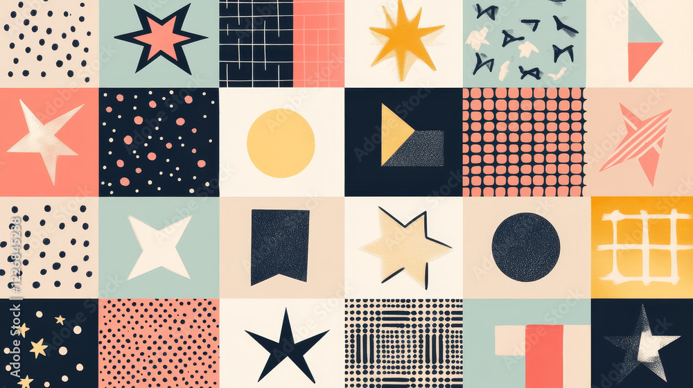 Poster abstract geometric memphis shapes. modern graphic vector line elements, minimal art shapes and basic
