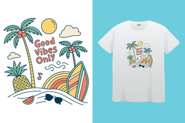 summer beach vacation and holidays t shirt design template for all.