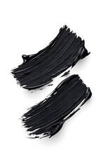 Black brush paint strokes, ink grungy decoration elements isolated on white background