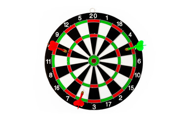 Dart board game isolated on a white background, Hit the target