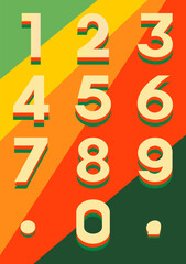 Vector set of colorful numbers from 1 to 10, Vibrant Retro Inspired Number Design Featuring Bold Colors And Pleasant Shapes For Artistic Expression