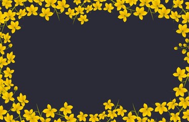  Watercolor yellow flower frame and black background