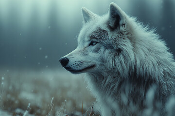 Obraz premium Majestic Arctic Wolf in Winter Snowscape