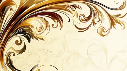 Fototapeta premium Abstract Swirling Gold Brown Floral Design