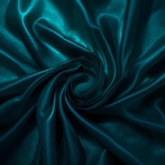 Fototapeta premium Mezcla de zafiro oscuro y verde esmeralda. Tela de seda satinada con sombras brillantes y cortinas fluidas.