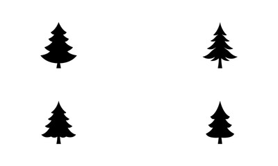 Obraz premium Christmas tree silhouette set in black and white