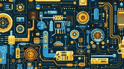 Abstract Technological Circuitry: A Symphony of Gears, Wires, and Innovation