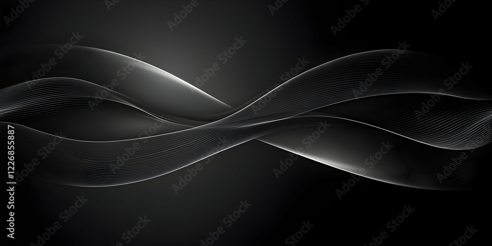 Aufkleber elegant grayscale abstract background with flowing, dynamic wave patterns; perfect for modern design