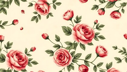 Delicate Pink Roses Floral Pattern Background