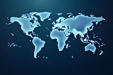 Captivating World Map Silhouette on Minimalist Dark Blue Backdrop