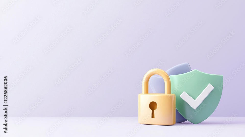 Poster secure your data isometric padlock and shield icon design