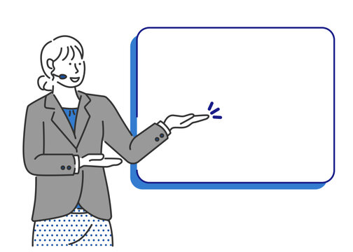 고객 만족을 위한 온라인 여성 상담원의 스마트한 비즈니스 커뮤니케이션 지원 제스쳐 일러스트