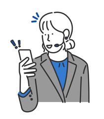 고객 만족을 위한 온라인 여성 상담원의 스마트한 비즈니스 커뮤니케이션 지원 제스쳐 일러스트