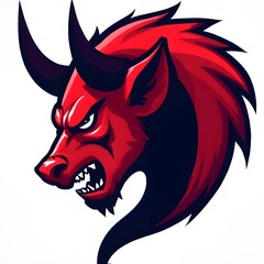Fototapeta premium Fierce and Menacing Demonic Creature with Horns Fangs and Claws in a Digital