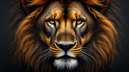 Fototapeta premium Scratchboard Art of a Fierce Lion Staring Intently