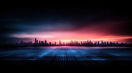 Futuristic Cityscape at Sunset: A Digital Dawn