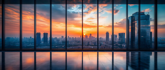 Fototapeta premium Sunset Cityscape View Office