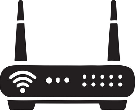 black wifi router with antennas clip art preview