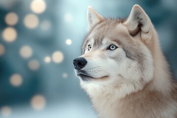 Majestic Siberian Husky Gazing in Winter Wonderland
