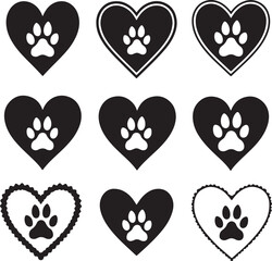 Fototapeta premium Dog Paw Prints Vector Set