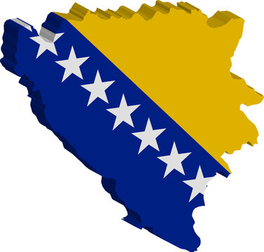 recommend clip art: Bosnia and herzegovina fills with flag and 3d transparent map