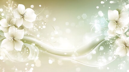 Elegant White Blossoms and Swirling Abstract Background