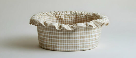 Obraz premium Gingham newborn photoshoot basket, studio background