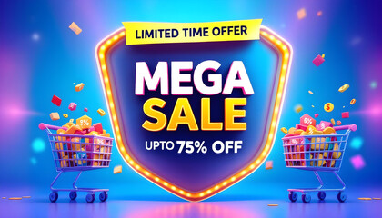 Fototapeta premium limited offer mega sale discount promotion badge text background