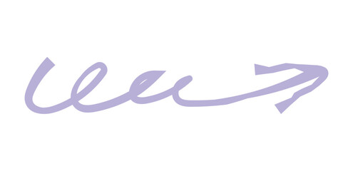 Hand drawn simple arrow drawn with wax crayon, chalk or charcoal. Uneven dry texture for underlining highlighting. Pencil drawn lines, strikethrough, grungy vector isolated on white