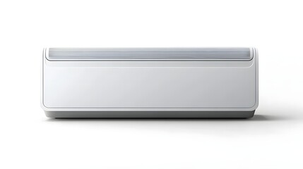 A white air conditioner on a white background. White air conditioning unit. A white air conditioning system. 