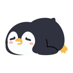 Penguin lying down peacefully