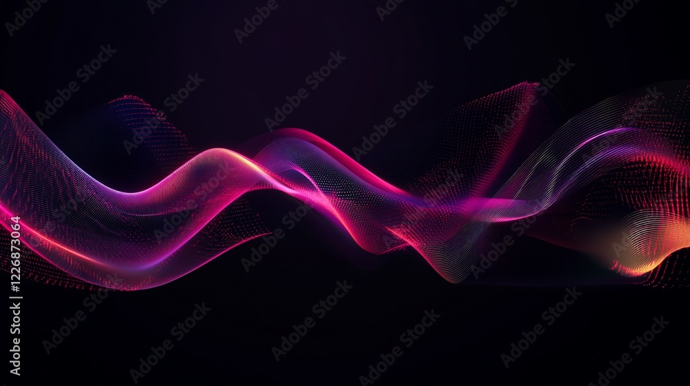 Aufkleber abstract wave pattern with gradient pink and orange on a dark background