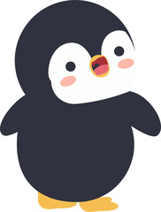 penguin turned around and look