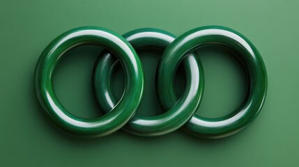 Three Interlocking Green Circles on Green Background