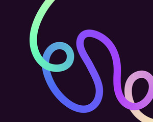 Fototapeta premium bright, neon squiggle shapes with smooth curves and loops. vivid colors transition through seamless gradients, blending hues like pink, blue, green, and orange, creating a playful, dynamic effect.