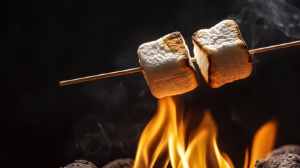 Marshmallows Roasting Over an Open Fire: A Campfire Treat