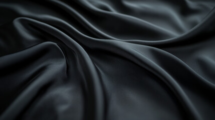 Luxurious black fabric with smooth, flowing texture and elegant drapes. rich matte finish creates sophisticated and timeless look, perfect for various design applications