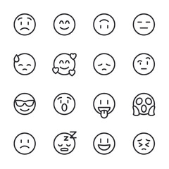 A collection of black and white emoticons