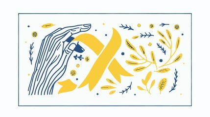 Sarcoma Cancer Awareness Yellow Ribbon and Human Hand