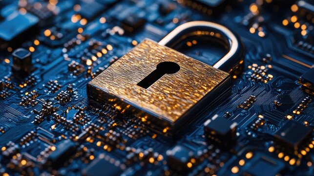 Macro Photography of Secure Website Padlock Illustrating Online Security Concepts and Cyber Protection Measures in a Detailed Close-up