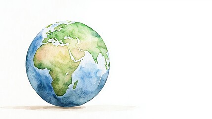 Fototapeta premium Watercolor Earth Globe Painting Promoting Environmental Awareness and Global Understanding