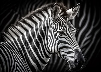 Fototapeta premium Zebra Skin Pattern - Black and White Low Light Artwork