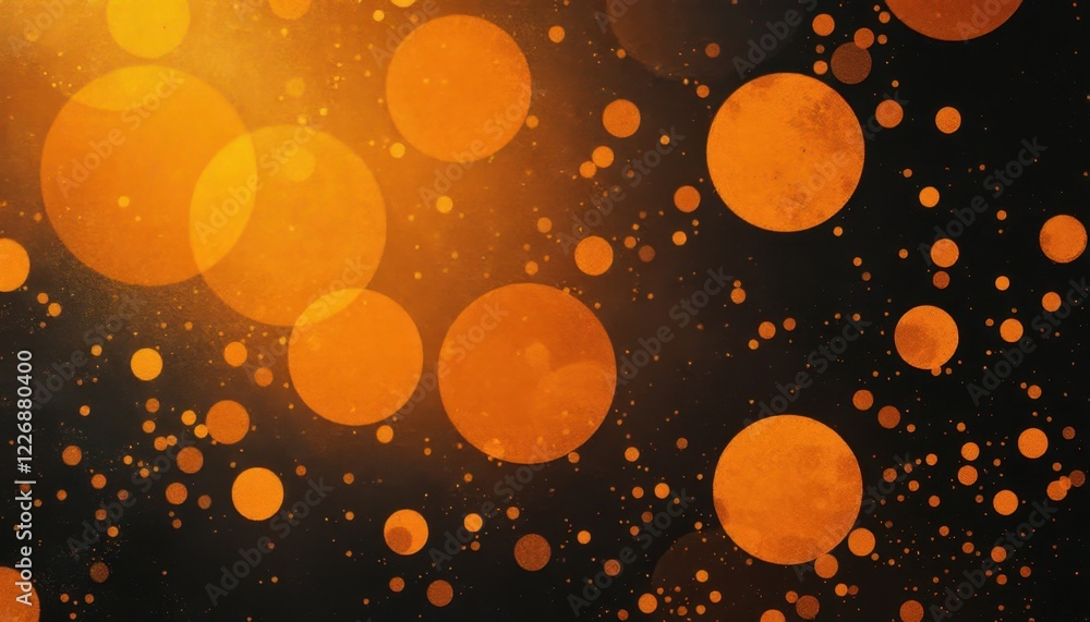Poster vibrant orange abstract bokeh background with circular light patterns