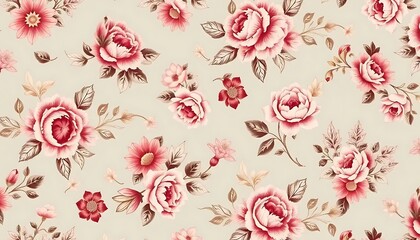 Delicate Pink Roses and Floral Pattern Design