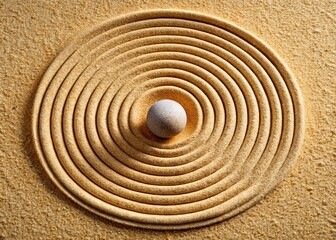Zen Garden Top View Macro, Concentric Circles, Meditation, Relaxation